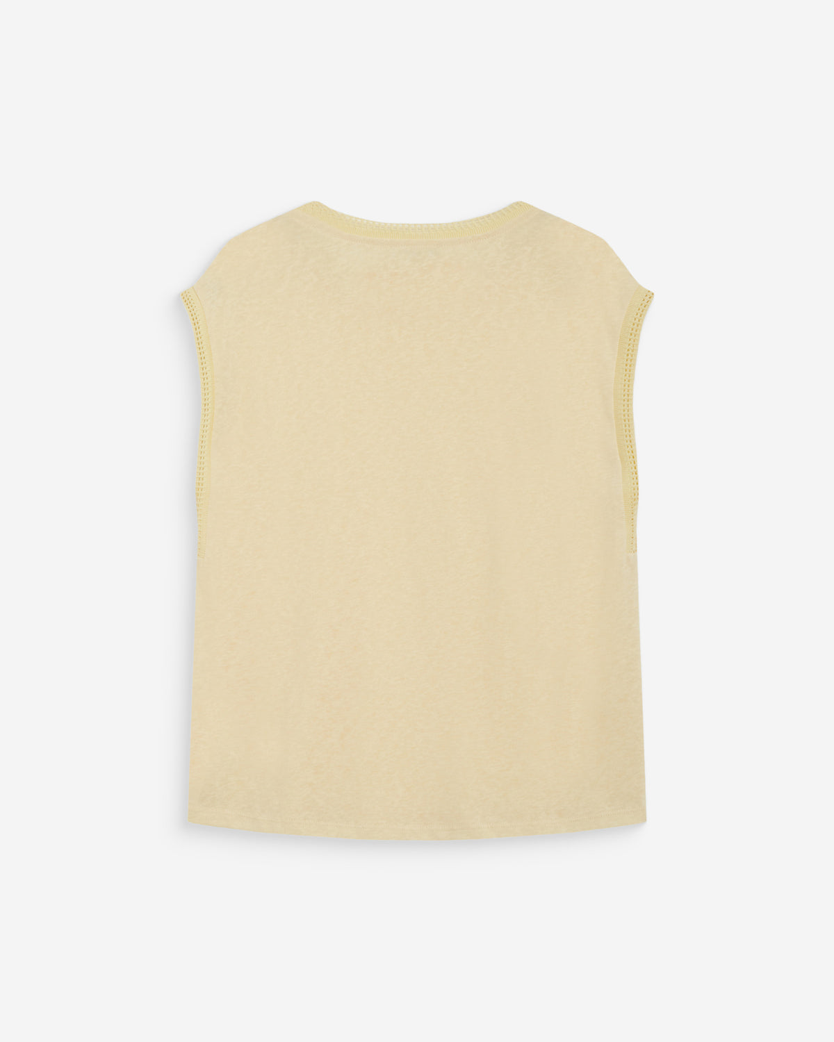 Top droit col et manches ajourés jaune Wallace
