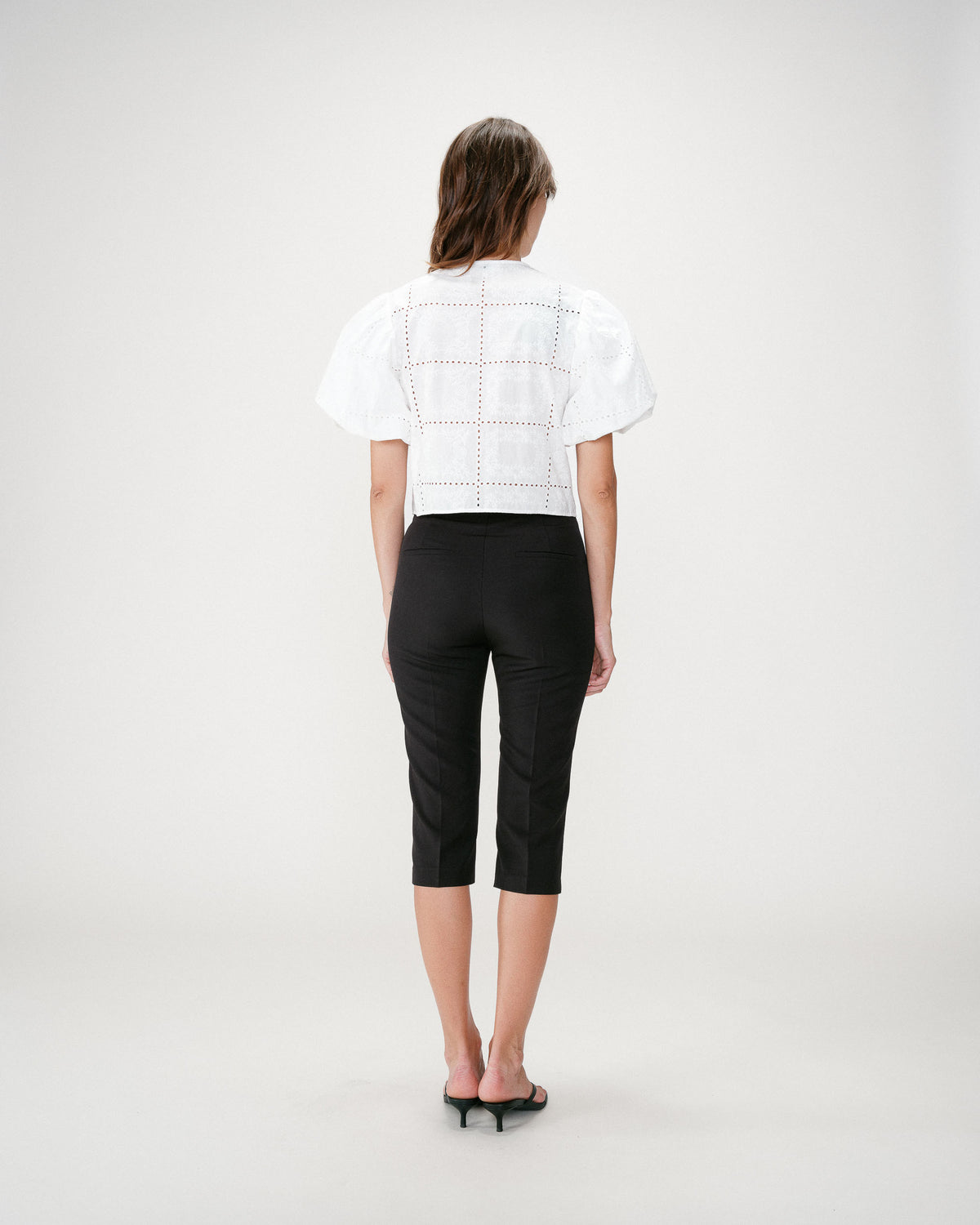 Blouse brodée à nouer manches ballon white Wylette
