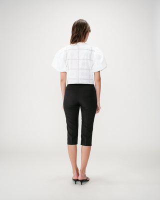 Blouse brodée à nouer manches ballon white Wylette