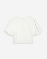 Blouse brodée à nouer manches ballon white Wylette