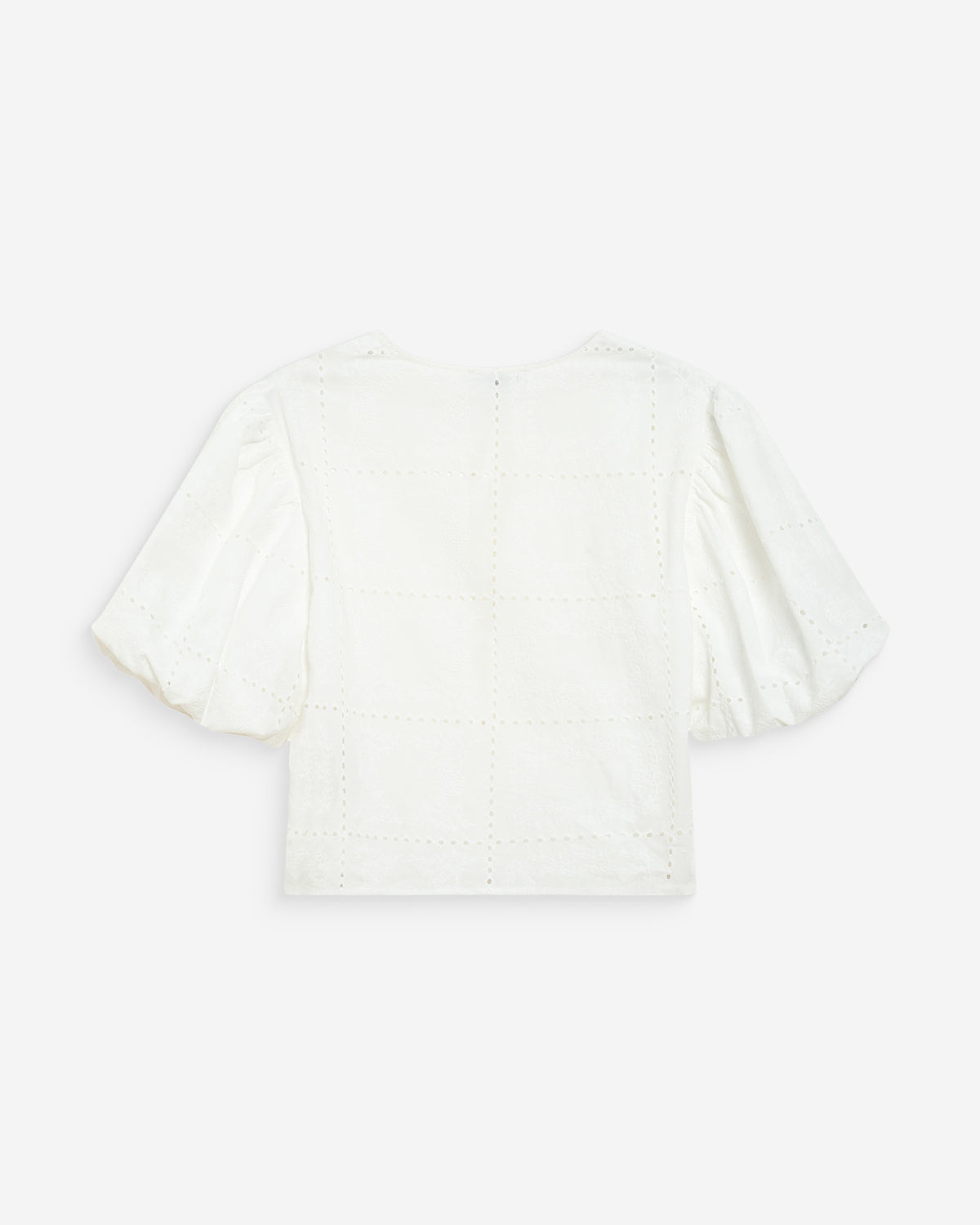 Blouse brodée à nouer manches ballon white Wylette