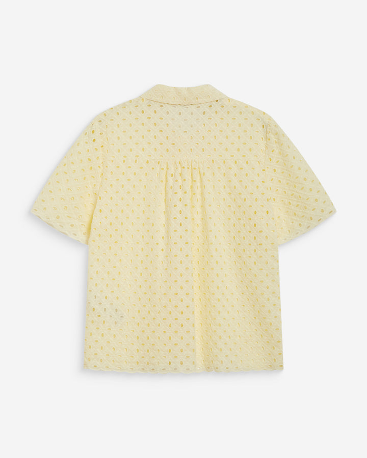 Chemise en dentelle manches courtes jaune Waverine