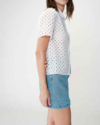 Chemise en dentelle manches courtes white Waverine