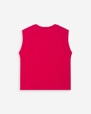 Top en coton col rond à message fuchsia Willow