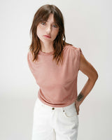 Top en lurex col rond sans manches rose Winny