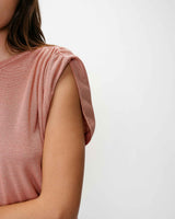 Top en lurex col rond sans manches rose Winny
