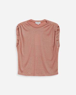 Top en lurex col rond sans manches rose Winny