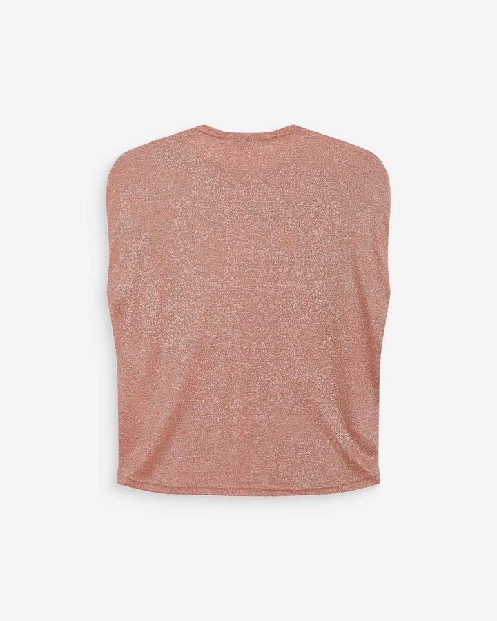 Top en lurex col rond sans manches rose Winny
