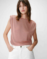 Top en lurex col rond sans manches rose Winny