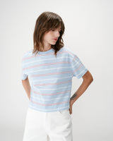 T-shirt oversize en coton rayé manches courtes ciel Welson