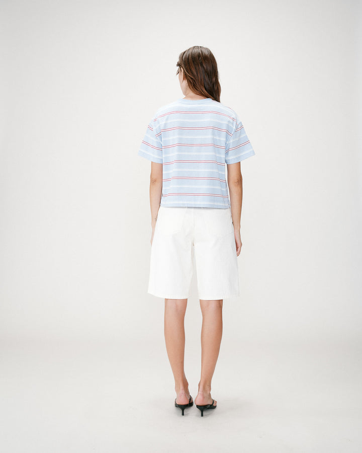 T-shirt oversize en coton rayé manches courtes ciel Welson
