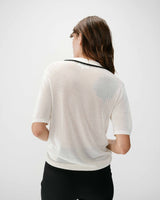 Openwork knit V-neck polo ivoire Wilmot