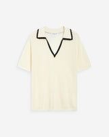 Openwork knit V-neck polo ivoire Wilmot