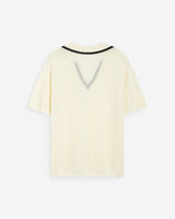 Openwork knit V-neck polo ivoire Wilmot