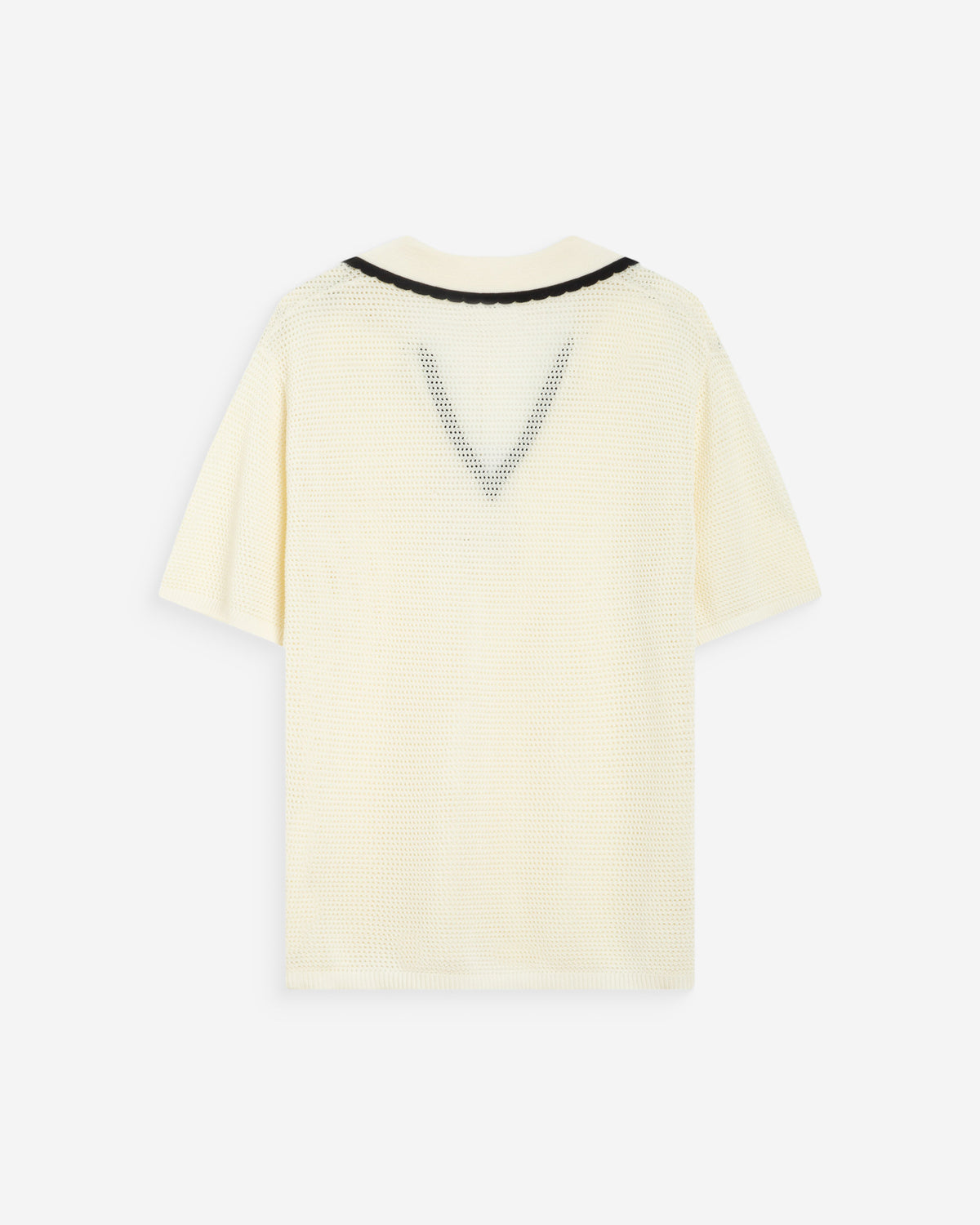 Openwork knit V-neck polo ivoire Wilmot