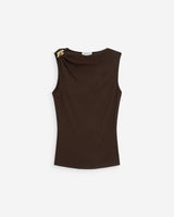 Top drapé asymétrique sans manches chocolat Wagner