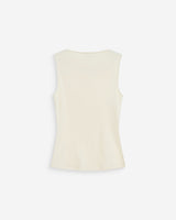 Top drapé asymétrique sans manches ecru Wagner