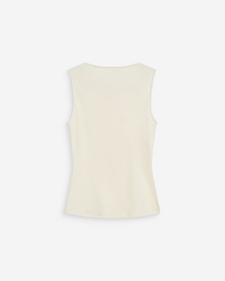 Top drapé asymétrique sans manches ecru Wagner