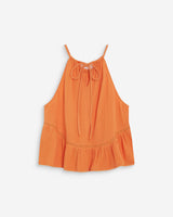 Top sans manches froncées en gaze de coton orange Widy