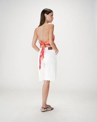 Top bandeau à fleurs dos à nouer fuchsia Willara