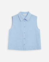 Sleeveless gingham cotton shirt ciel Windell
