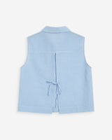 Sleeveless gingham cotton shirt ciel Windell