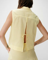 Chemise en coton vichy sans manches jaune Windell