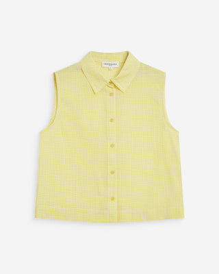 Chemise en coton vichy sans manches jaune Windell