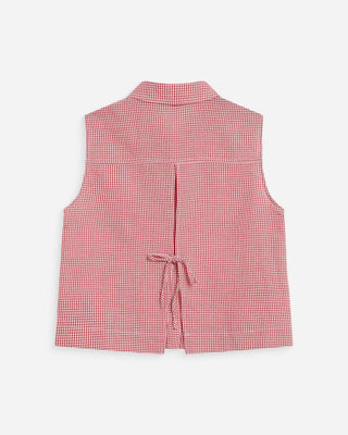 Sleeveless gingham cotton shirt rouge Windell