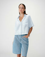 Loose short sleeve shirt with lace details ciel Winka