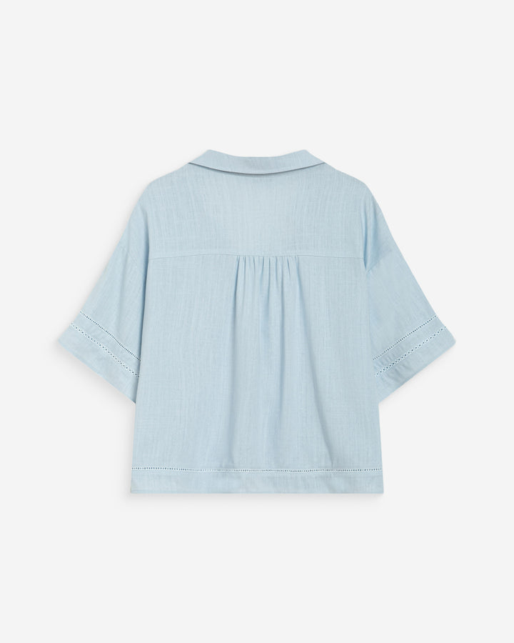 Loose short sleeve shirt with lace details ciel Winka