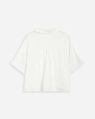 Chemise large manches courtes détails dentelle white Winka