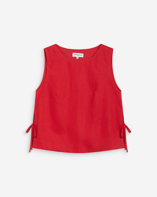 Top droit sans manches à nouer rouge Wesca